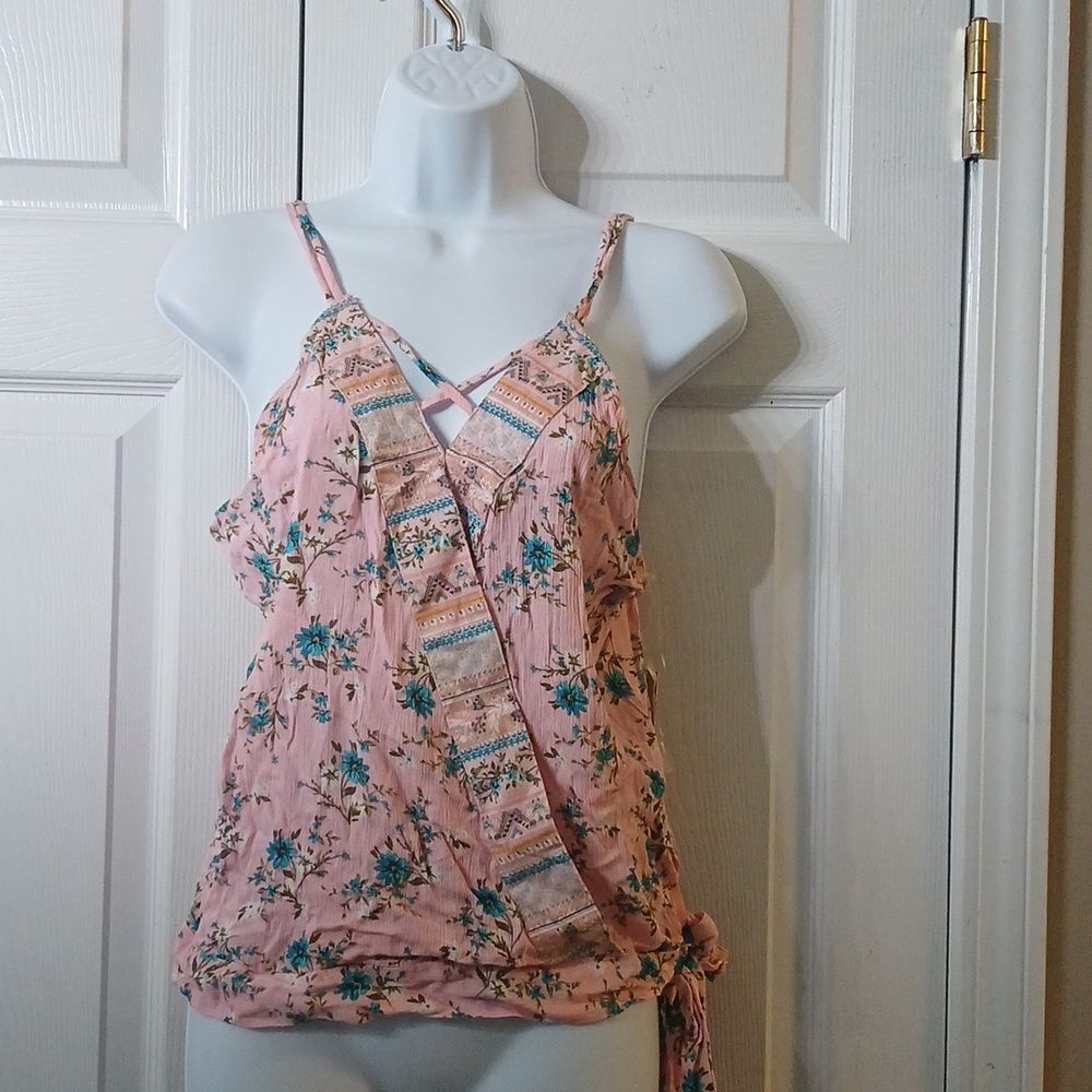 Almost Famous Surplice Cross Front Cami Blouse  Sz L Juniors NWT